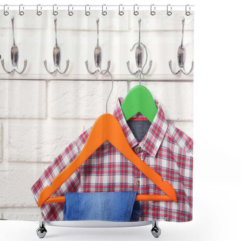 Personality  Male Clothes On Hangers Shower Curtains