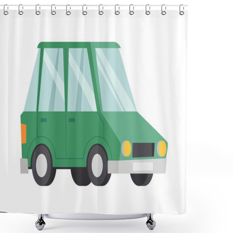 Personality  Green Car Vector Illustration. Shower Curtains