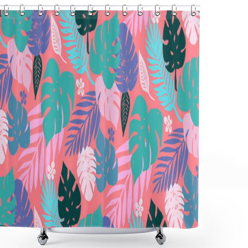 Personality  Background With Palm Leaves Shower Curtains