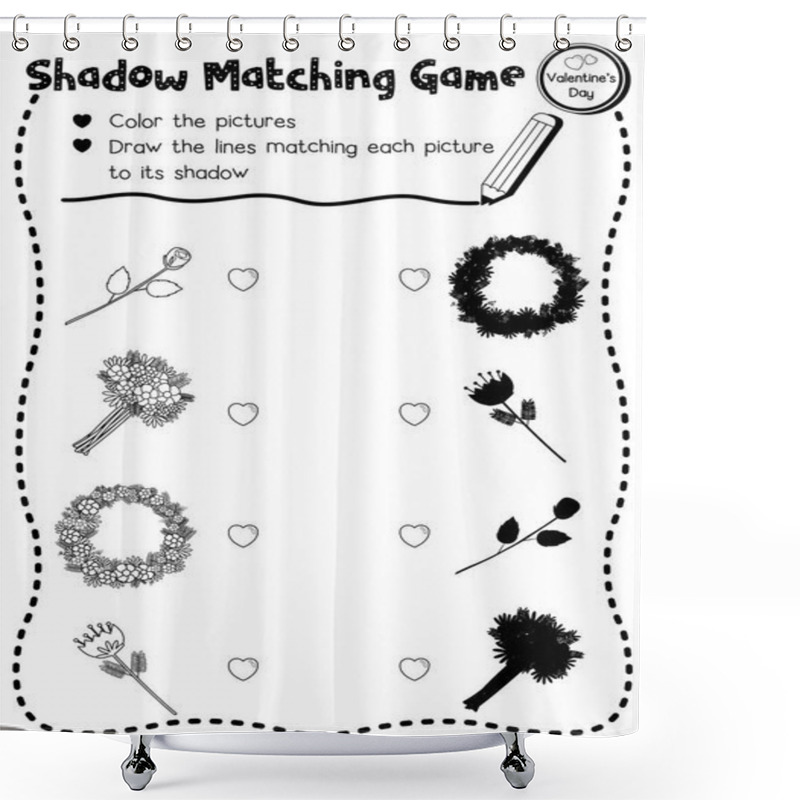 Personality  Shadow Matching Game Of Flowers For Preschool Kids Activity Worksheet In Valentines Day Theme Coloring Printable Version Layout In A4. Shower Curtains