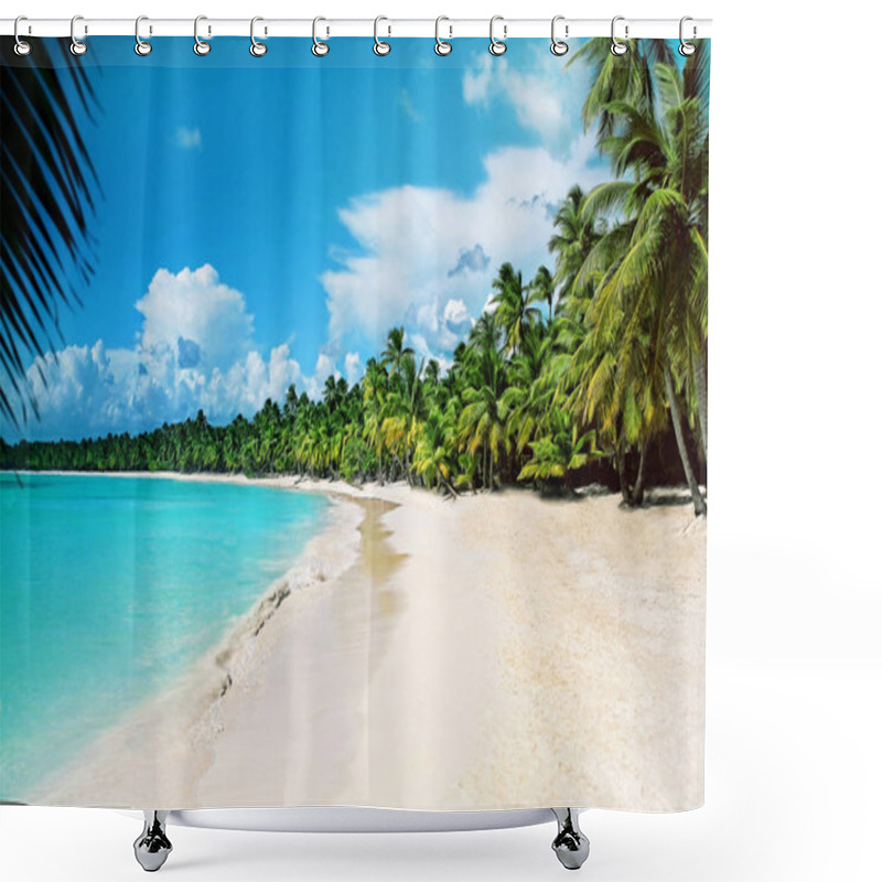 Personality  Palm Trees On Beach Shower Curtains