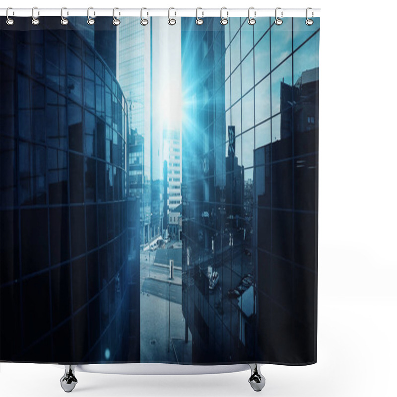 Personality  Aerial Shot Of Modern Business Between Two Buildings. Shower Curtains