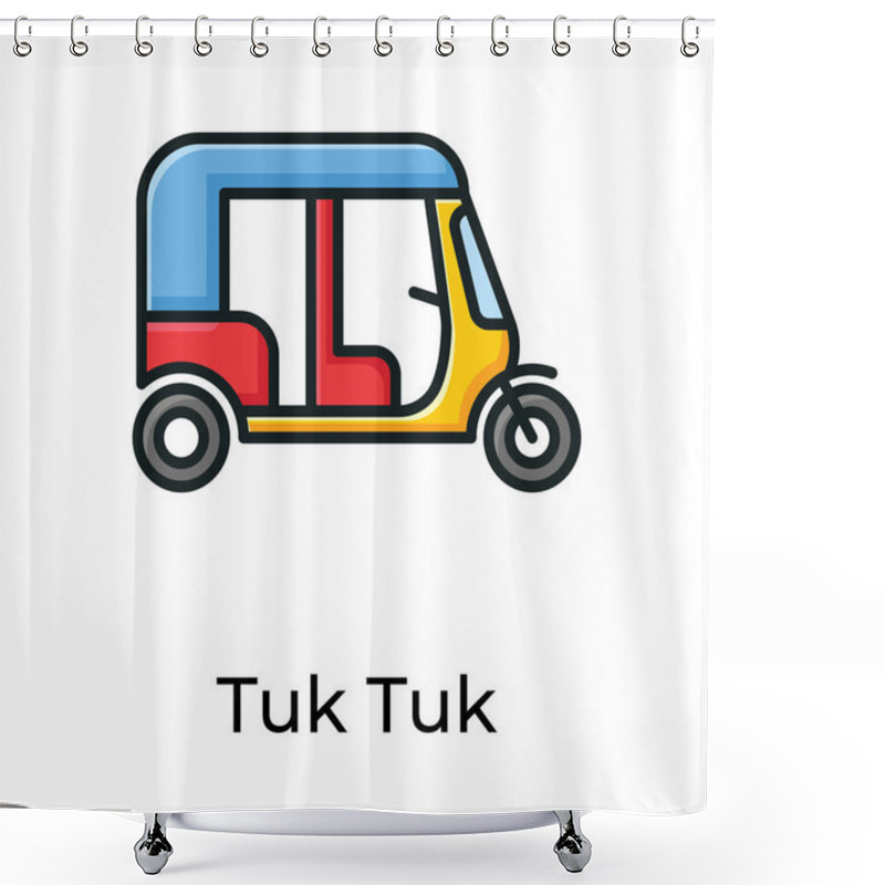 Personality  Tuk Tuk Icon In Flat Design, Transport Vector  Shower Curtains