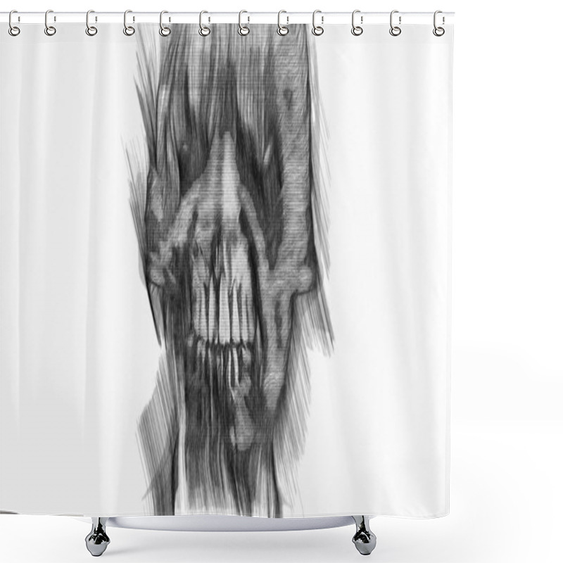 Personality  3d Illustration - Horror Zombie With Scary Effects Shower Curtains