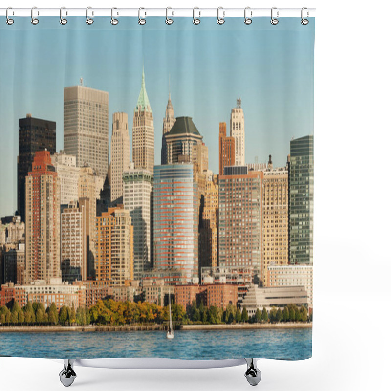 Personality  Close Up Of Lower Manhattan West Side And Financial District Highrises, New York City, USA Shower Curtains