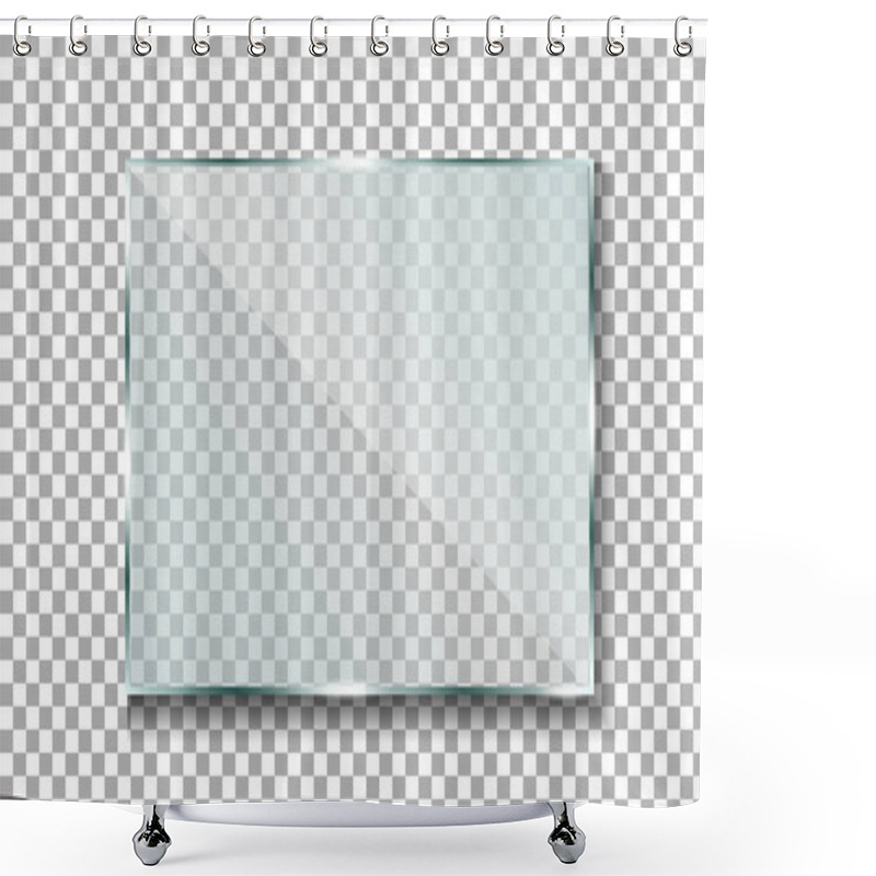 Personality  Reflective Glass Banner. Clear Glass. Shiny Frame. Isolated Vector Object On A Transparent Background. EPS 10 Shower Curtains