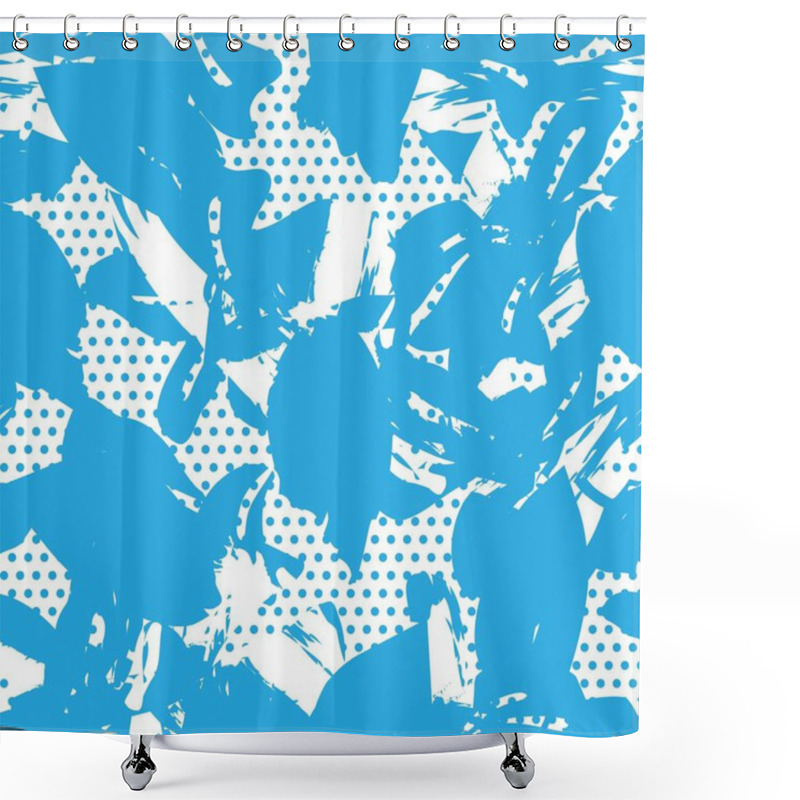 Personality  Blue Floral Tropical Botanical Seamless Pattern Dotted Background For Fashion Textiles And Graphics Shower Curtains