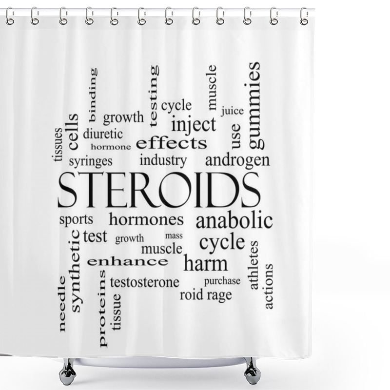 Personality  Steroids Word Cloud Concept In Black And White Shower Curtains