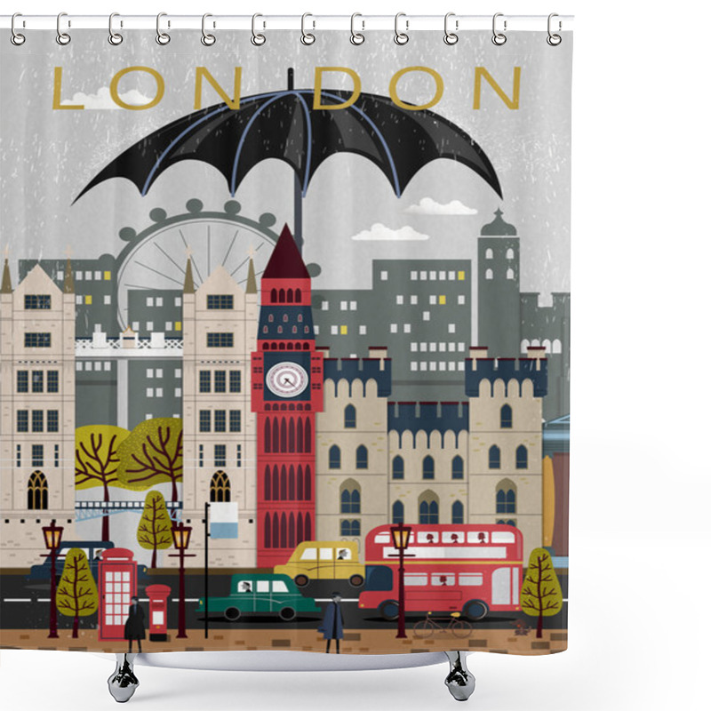 Personality  Eye-catching United Kingdom Travel Poster Shower Curtains