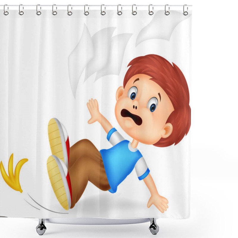 Personality  Cartoon Boy Fall Down Shower Curtains