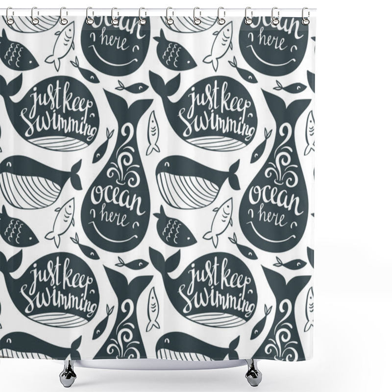 Personality  Sperm Whales Seamless Pattern Shower Curtains