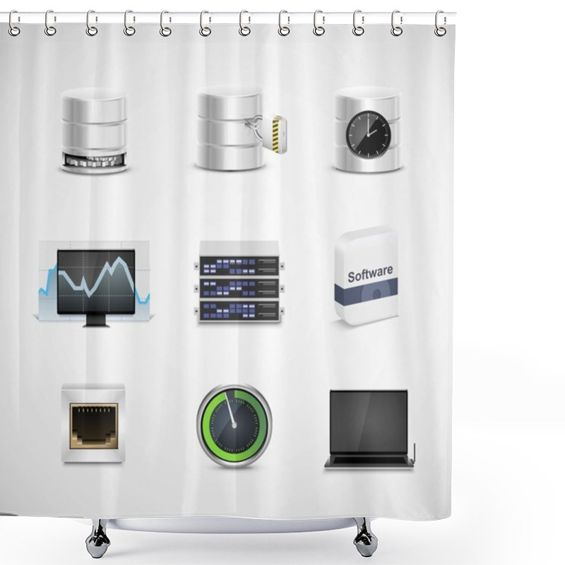 Personality  Database And Server Vector Icon Set Shower Curtains