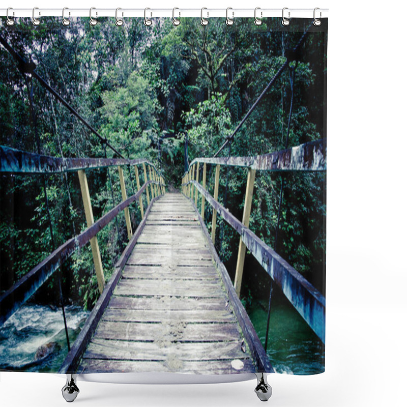 Personality  Old Suspension Bridge In The Jungle Shower Curtains