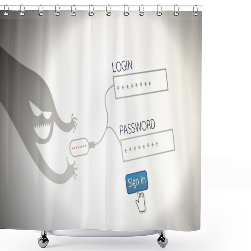 Personality  Hackers Steal Passwords Picture Concept Of Security,  The Websit Shower Curtains