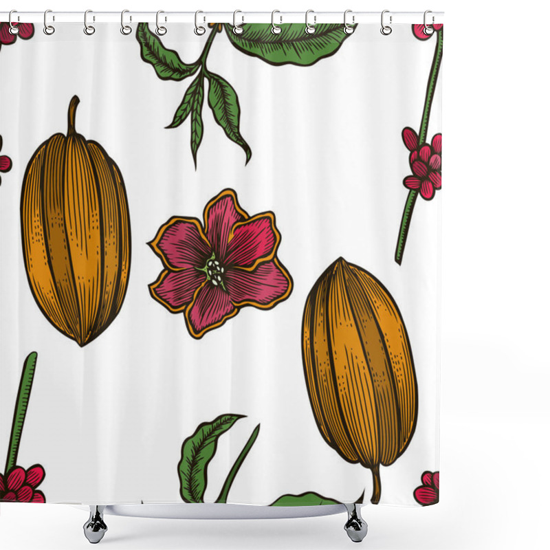 Personality  Vector Seamless Pattern Of Cocoa Beans Shower Curtains