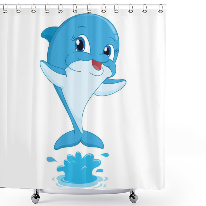 Personality  Vector Illustration Of A Dolphin Shower Curtains