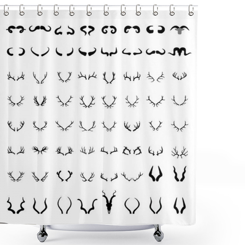 Personality  Silhouettes Of Different  Horns  Shower Curtains