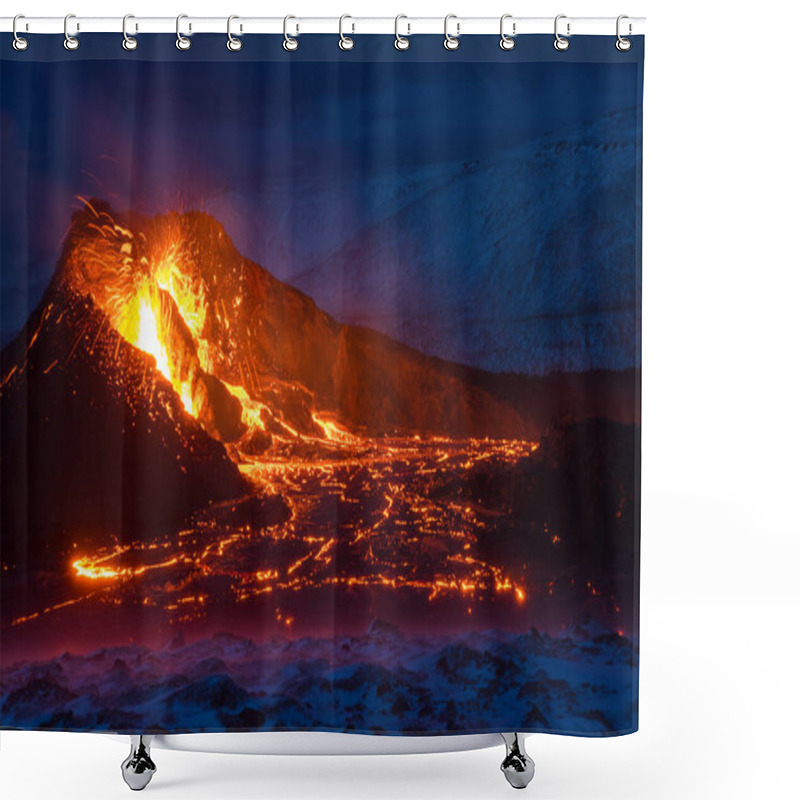 Personality  The Eruption Site Of Geldingadalir Volcano In Fagradalsfjall Mountain On The Reykjanes Peninsula In Iceland Shower Curtains