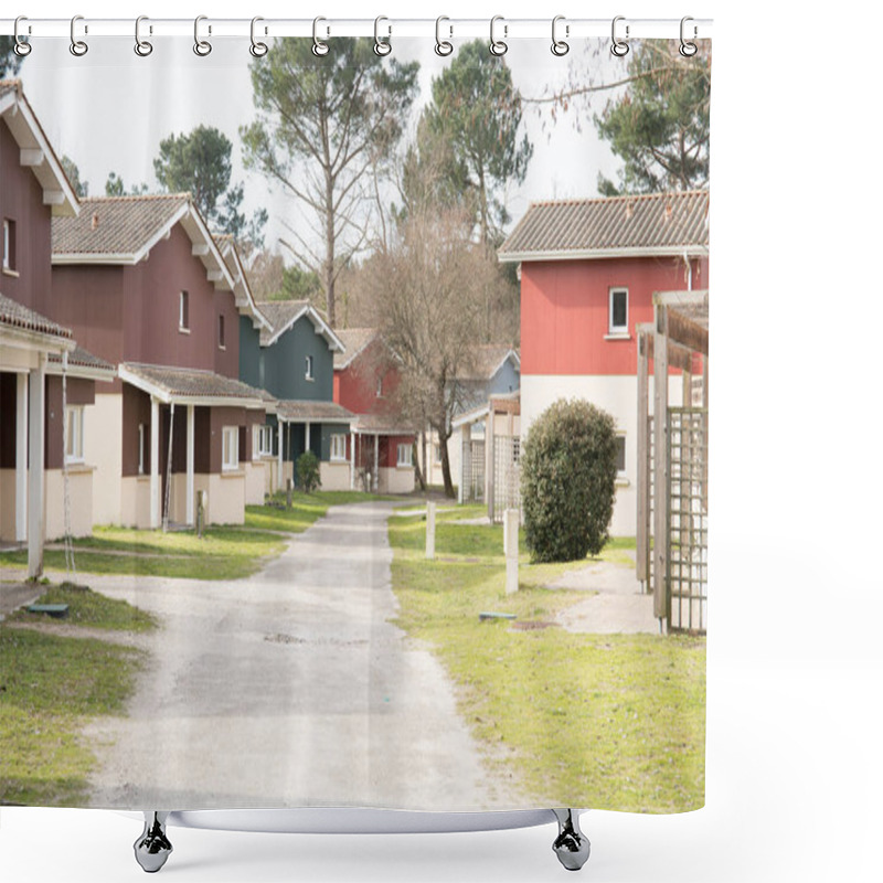 Personality  Little Road In Village With Wood House Shower Curtains