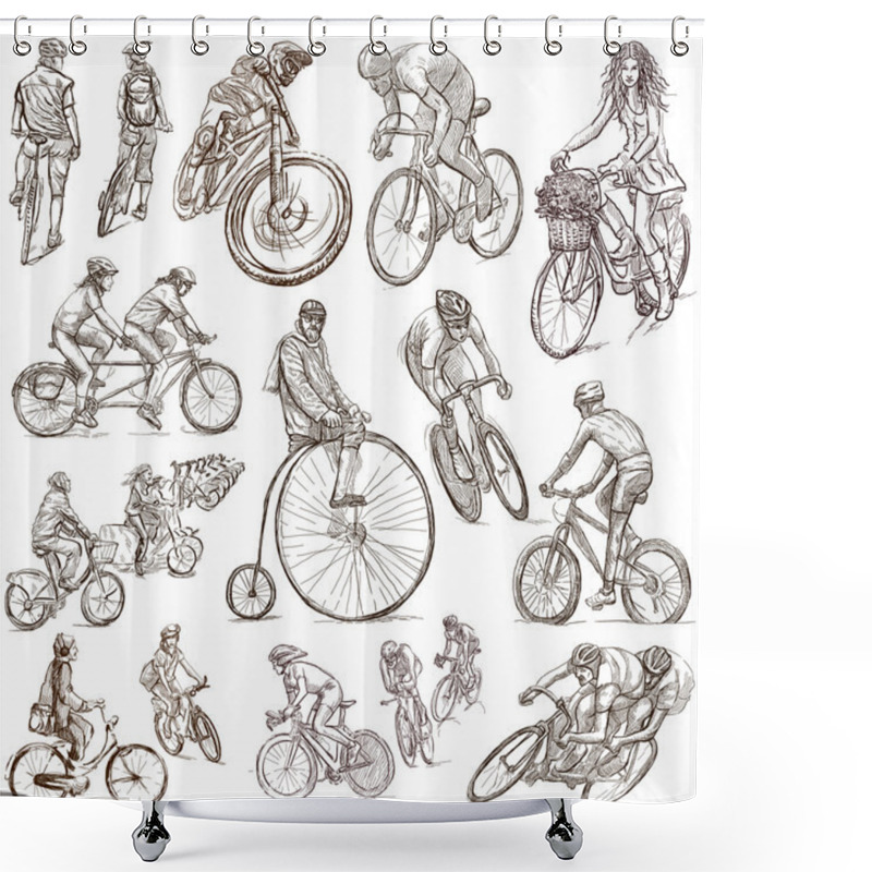 Personality  Cycling - Freehand Sketches, Collection Shower Curtains