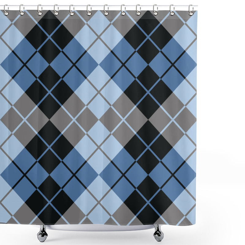 Personality  Argyle Design In Black And Blue Shower Curtains