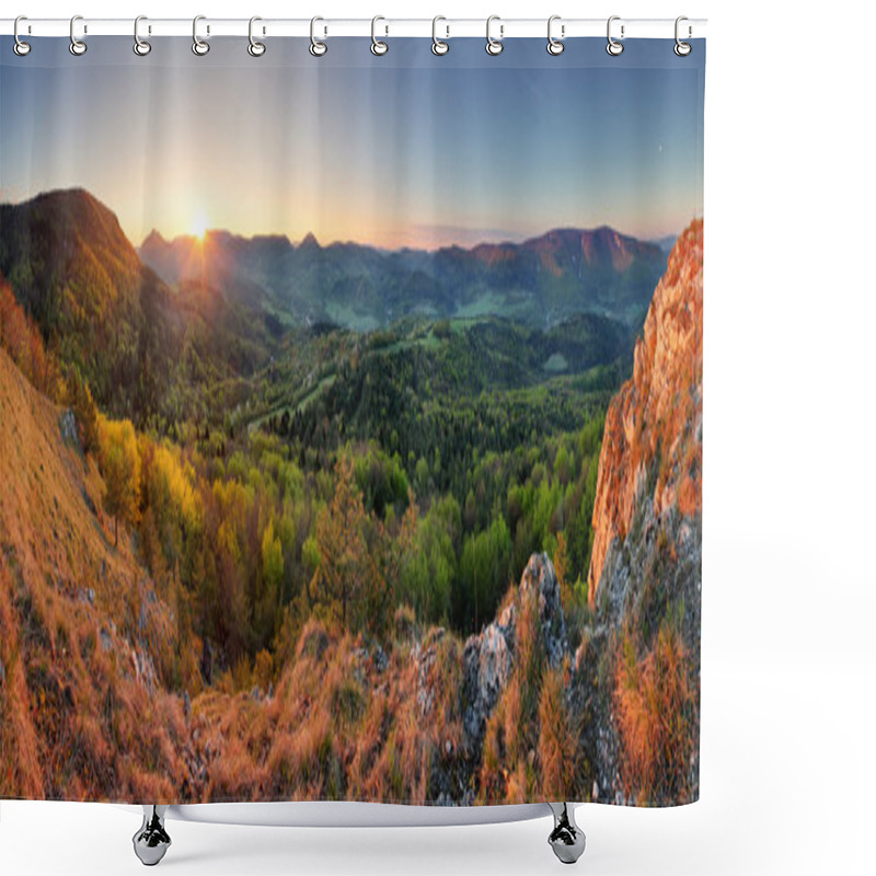 Personality  Slovakia Spring Forest Panorama Shower Curtains