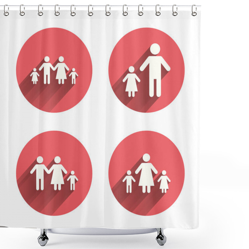 Personality  Family With Two Children Signs Shower Curtains