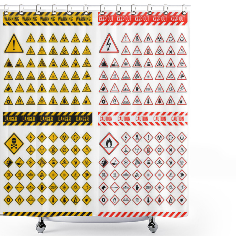 Personality  Danger Sign Vector Collection. Shower Curtains