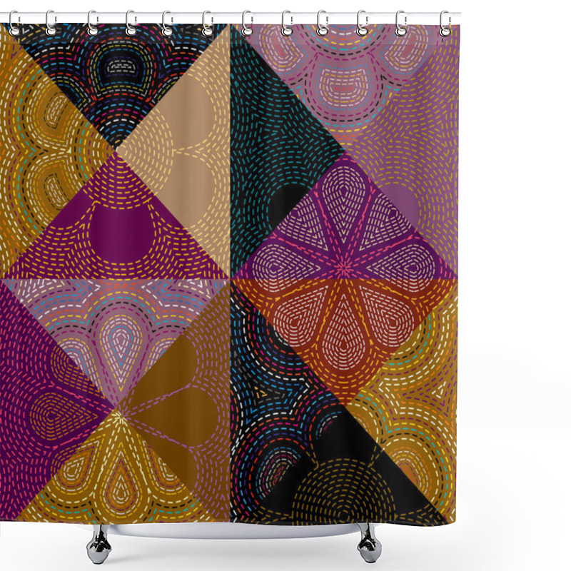 Personality  Patchwork Textile Pattern. Seamless Quilting Design Background. Shower Curtains