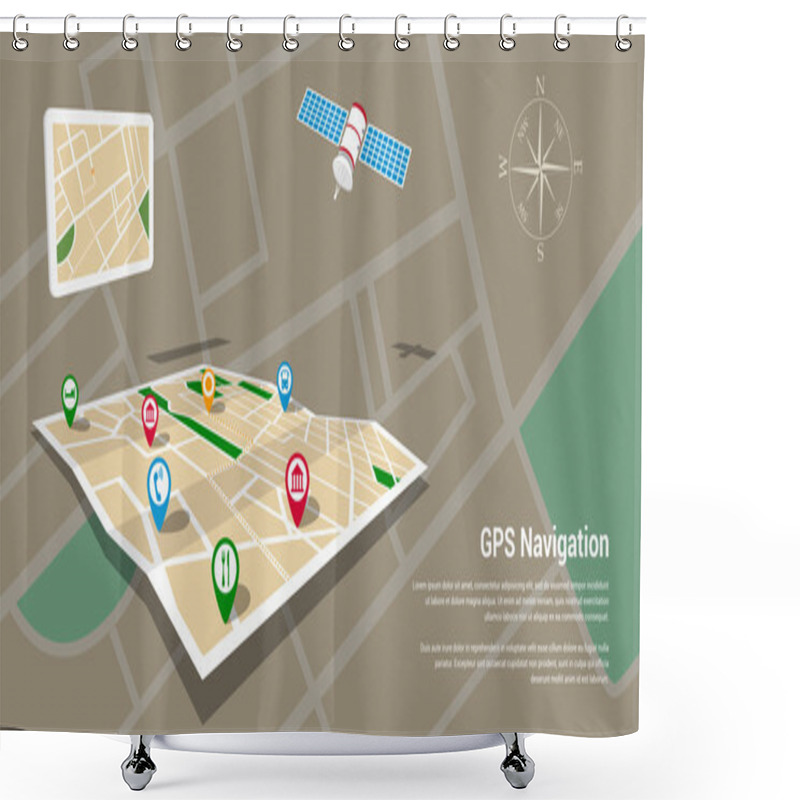 Personality  Gps Navigation Map Shower Curtains