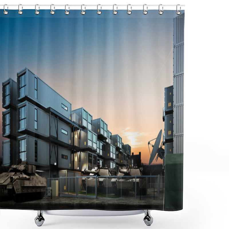 Personality  Military Base With Military Equipment Shower Curtains