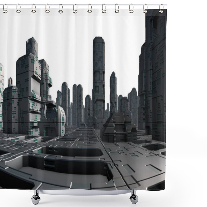 Personality  3D Rendered Futuristic City On White Background - 3D Illustration Shower Curtains