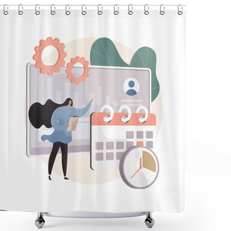 Personality  Time And Attendance Tracking System Abstract Concept Vector Illustration. Shower Curtains