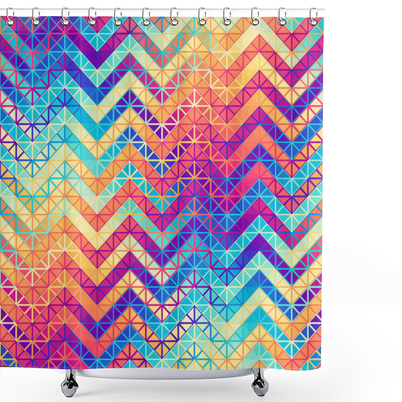 Personality  Seamless Geometric Pattern Of A Triangles.. Aztec Style Abstract Chevron Ornament. Vector Image. Shower Curtains