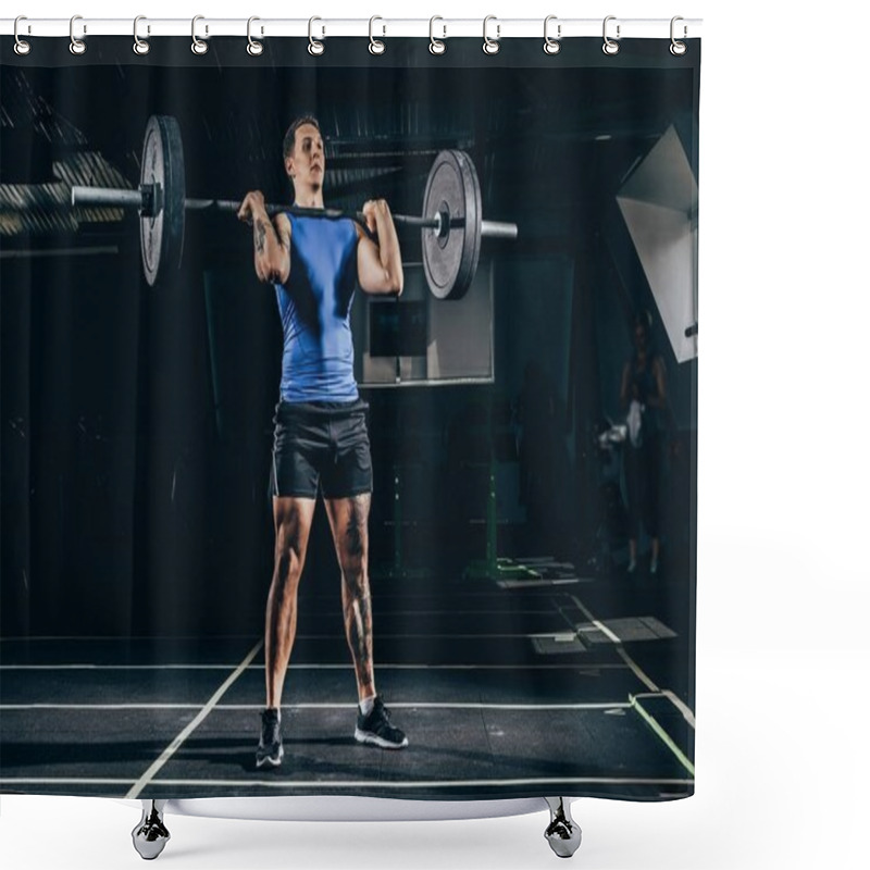 Personality  Sportsman Lifting Barbell  Shower Curtains