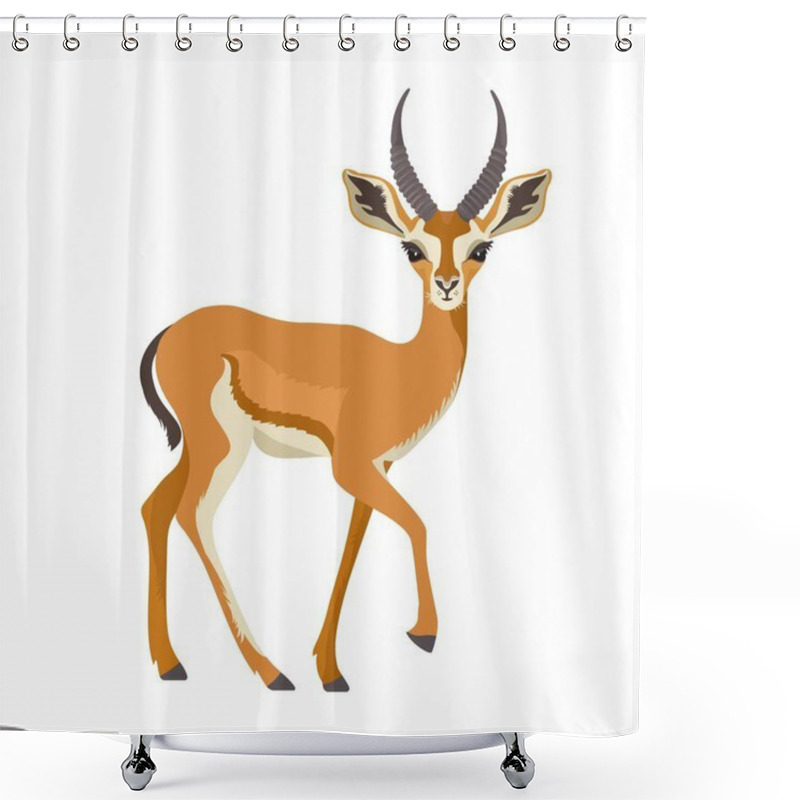 Personality  Gazelle Or Antelope With Horn. African Mammal Animal In Wildlife. Vector Shower Curtains