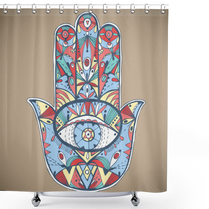 Personality  Hand Drawn Boho Hamsa Hand. Shower Curtains