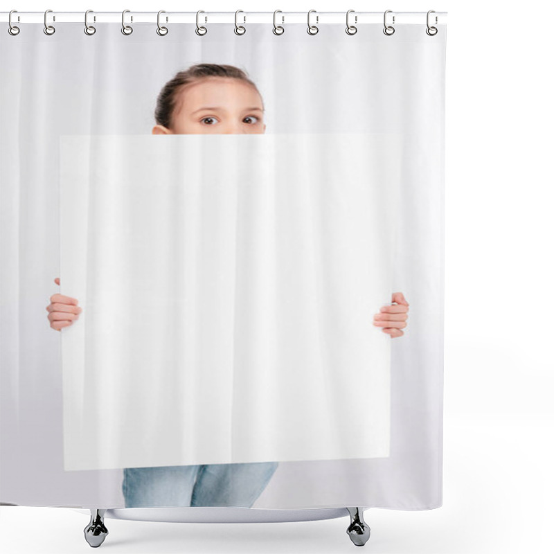 Personality  Little Girl With White Board Shower Curtains