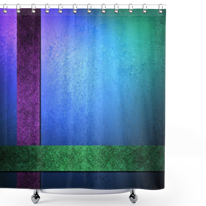 Personality  Blue Background Template With Green And Purple Stripe Layout Shower Curtains