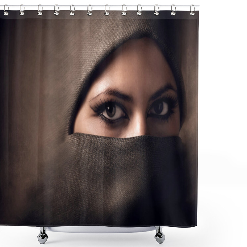 Personality  Young Arabian Woman In Hijab. Toning Shower Curtains