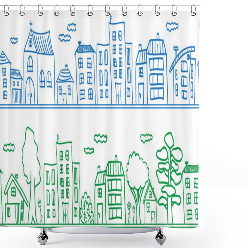 Personality  Houses Seamless Pattern Background Shower Curtains