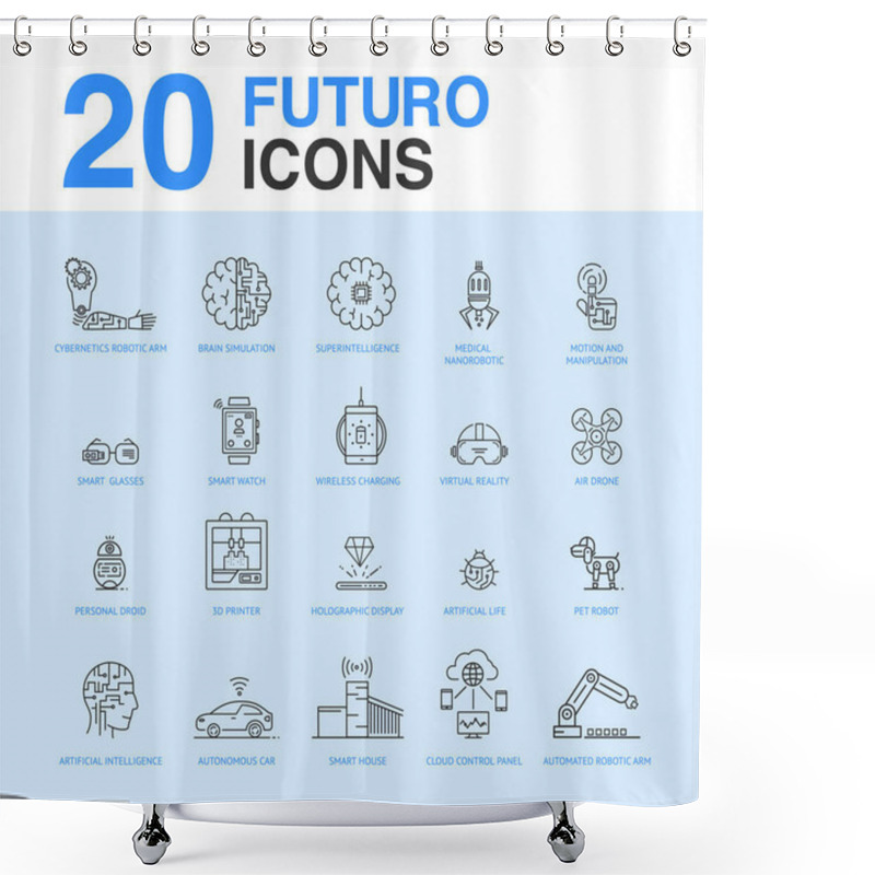 Personality  20 Artificial Intelligence Icon Pack. Shower Curtains