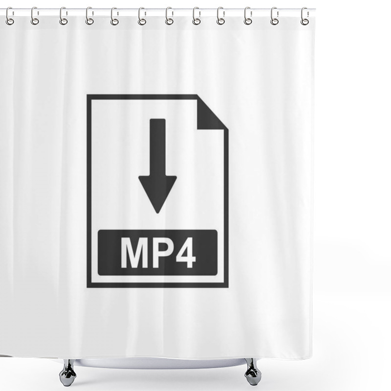 Personality  MP4 File Document Icon. Download MP4 Button Icon Isolated. Flat Design. Vector Illustration Shower Curtains