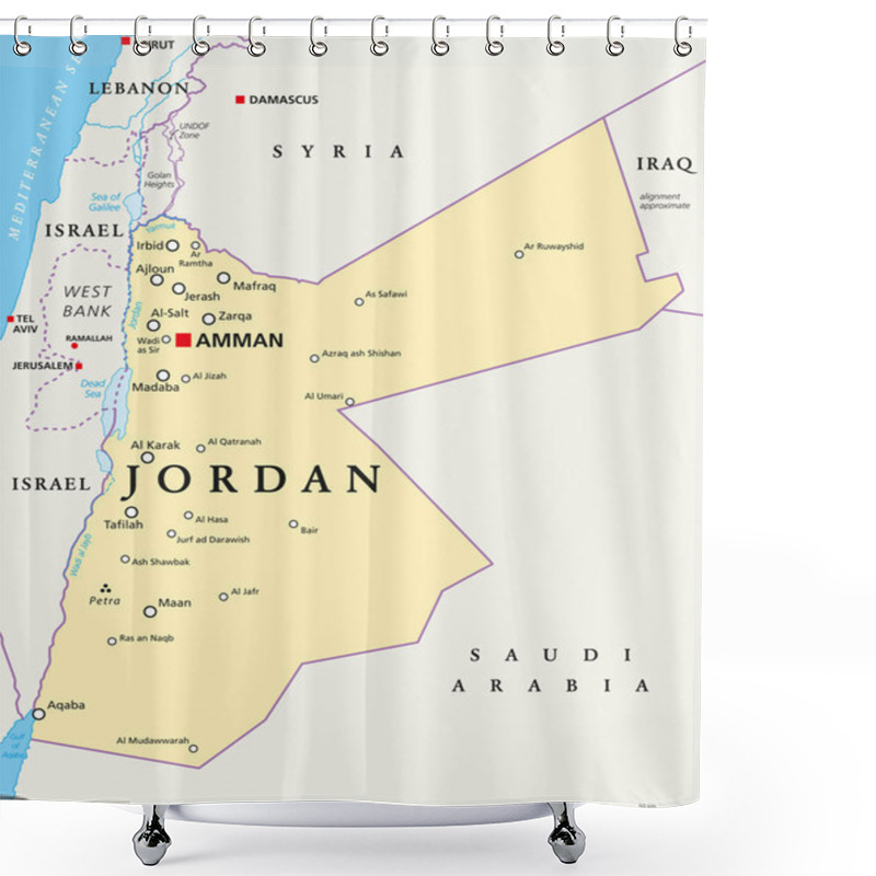 Personality  Jordan Political Map Shower Curtains