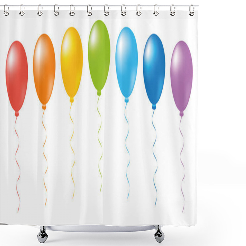 Personality  Balloons Rainbow Vector Shower Curtains