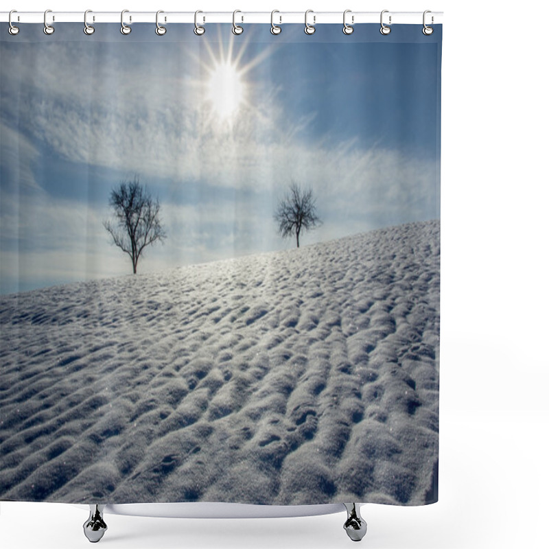 Personality  Two Lonely Trees In Winter Shower Curtains