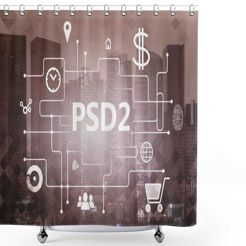 Personality  Online Payment Interface In City, PSD2 Shower Curtains