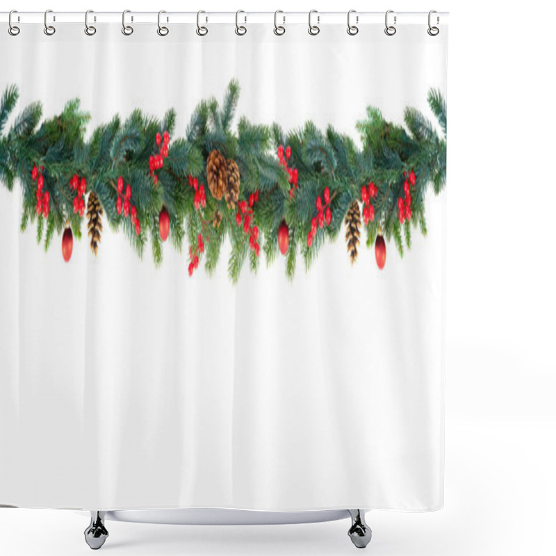 Personality  Christmas Garland On White Shower Curtains