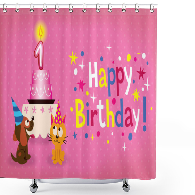 Personality  Happy First Birthday Shower Curtains