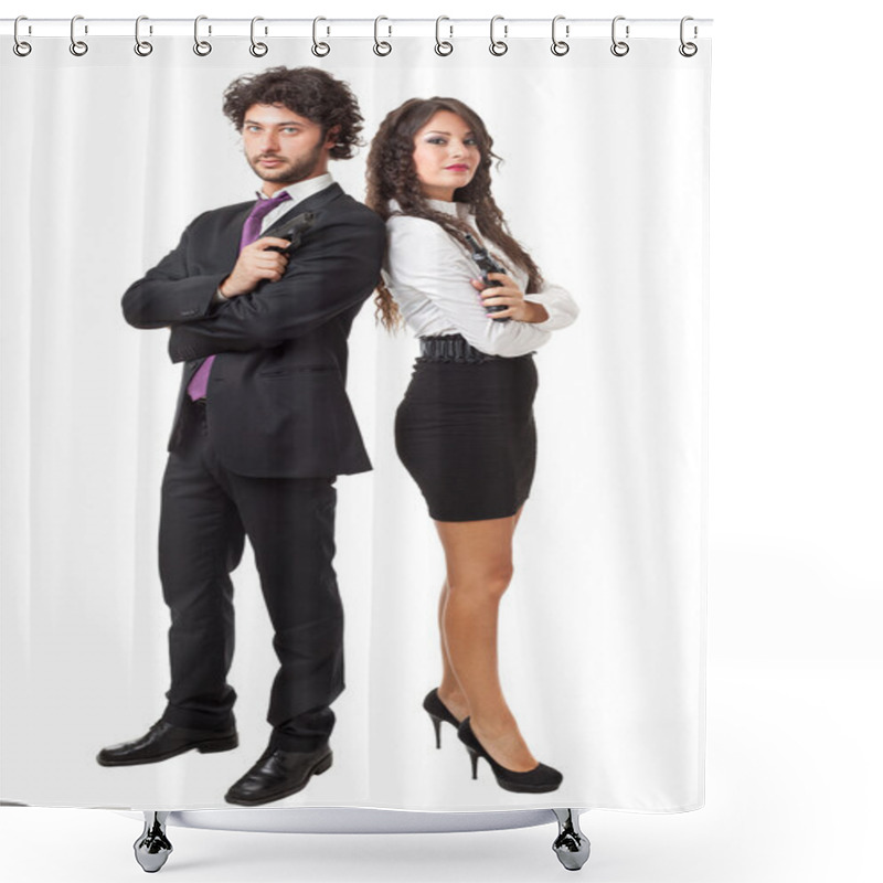 Personality  Spy Couple Shower Curtains